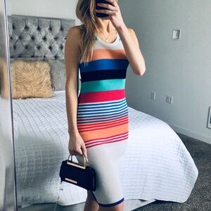 Diane Von Furstenberg Knit Multicolor Striped Sleeveless Dress